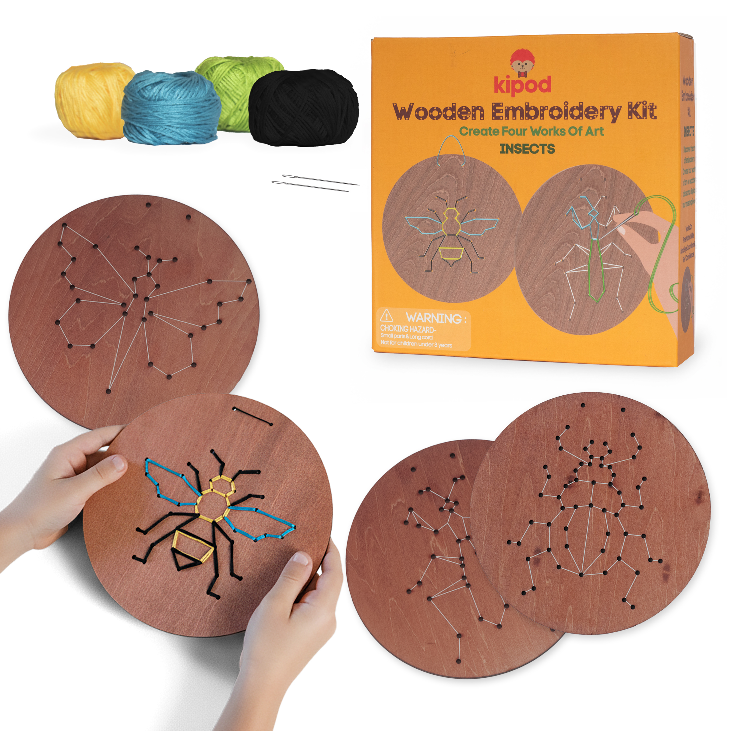 🪵🧵 تطريز على الخشب – حشرات